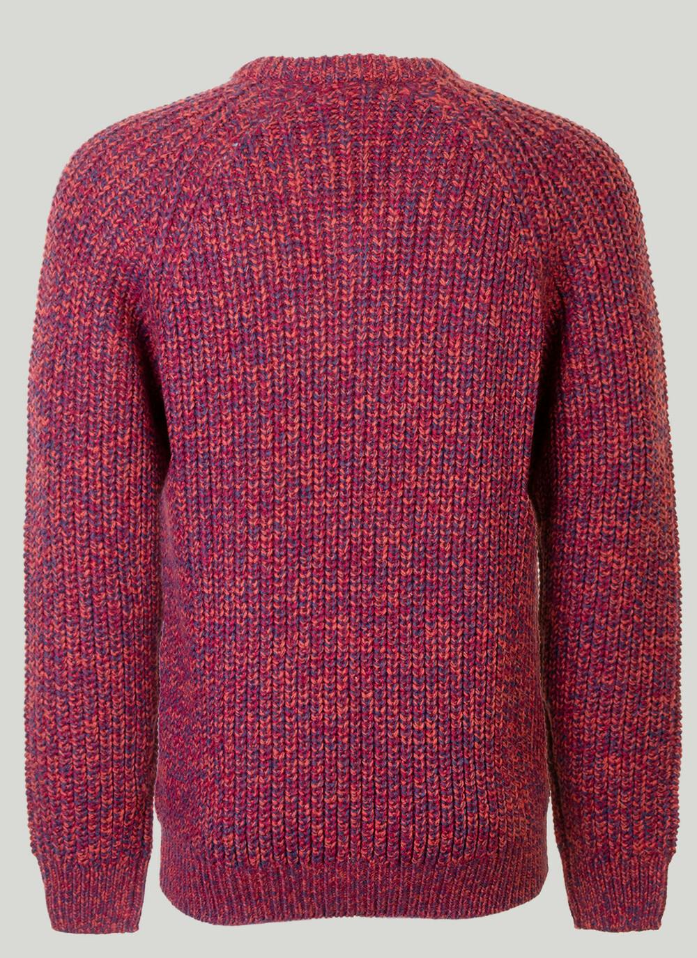 Red V Neck Fisherman Rib Jumper