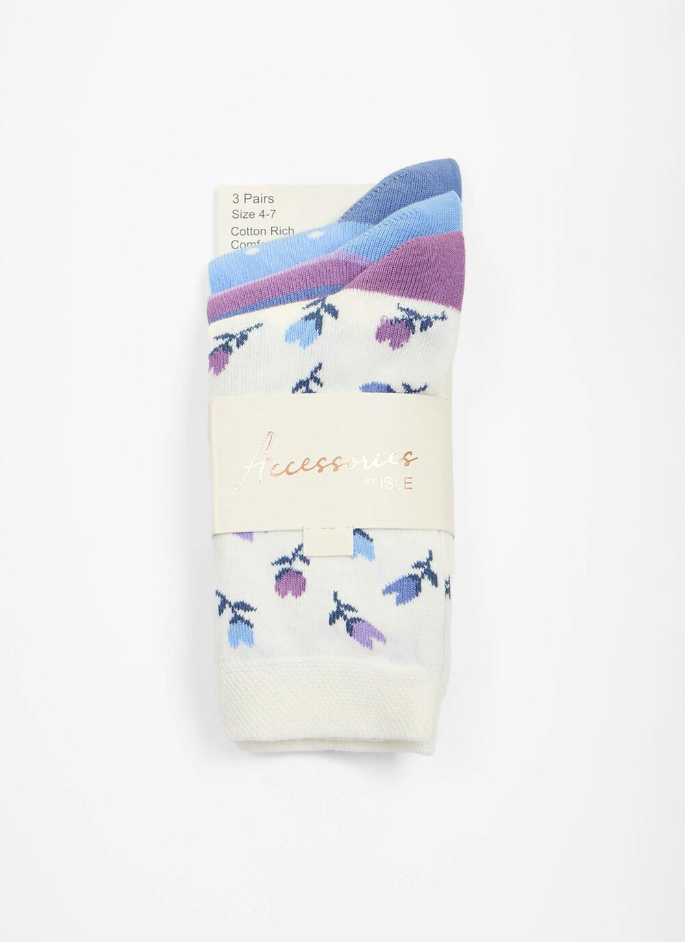3 Pack Tulips / Stripe / Spot Socks