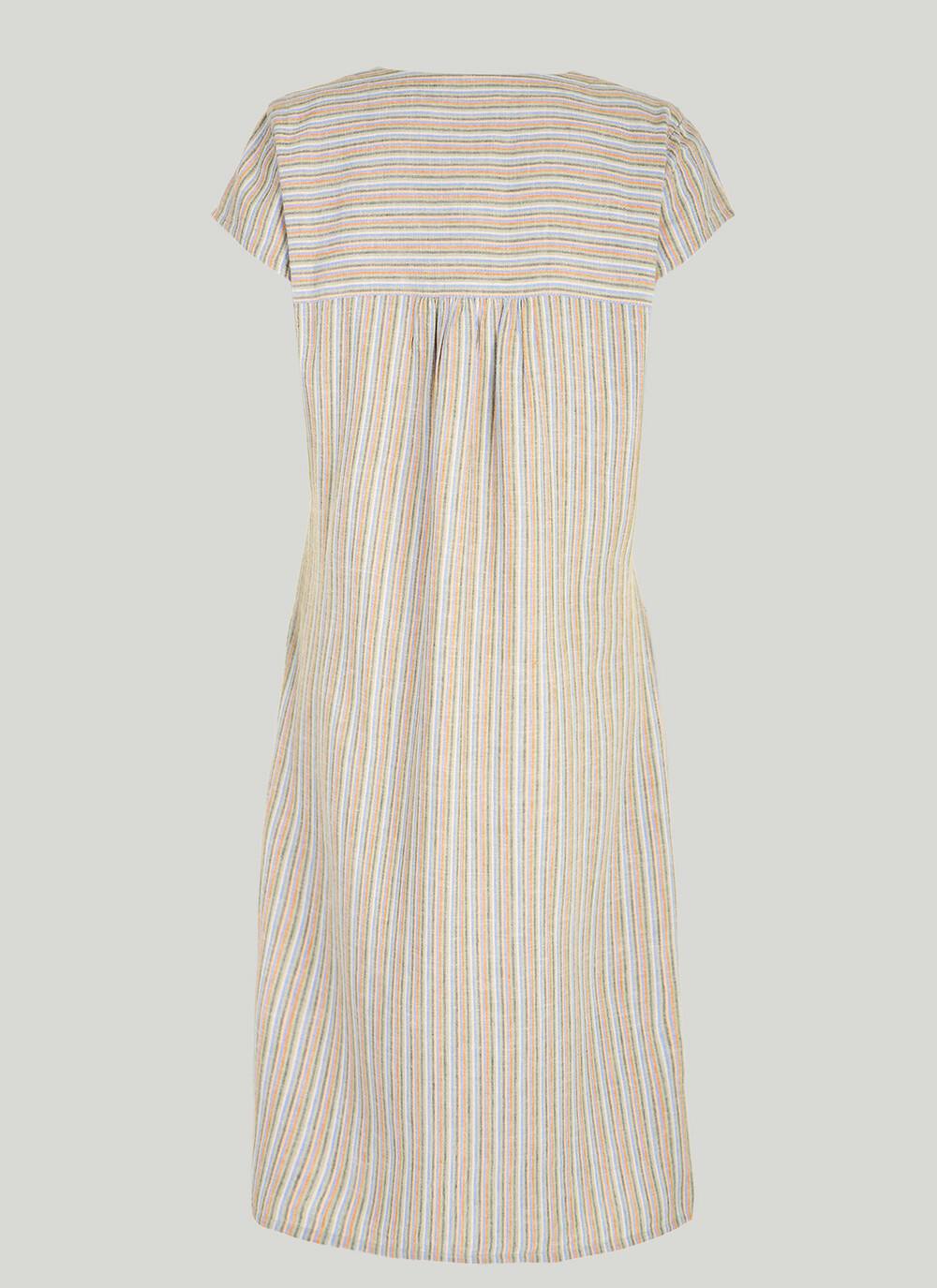 Linen Blend Stripe Midi Dress