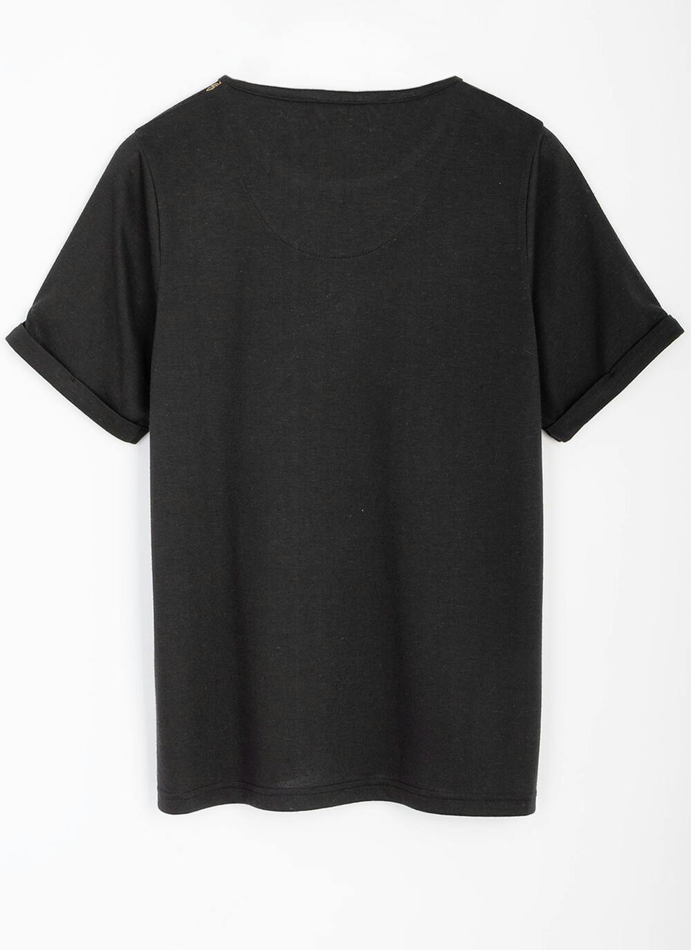 Linen Blend All Over Embellished Palm Tree T-Shirt