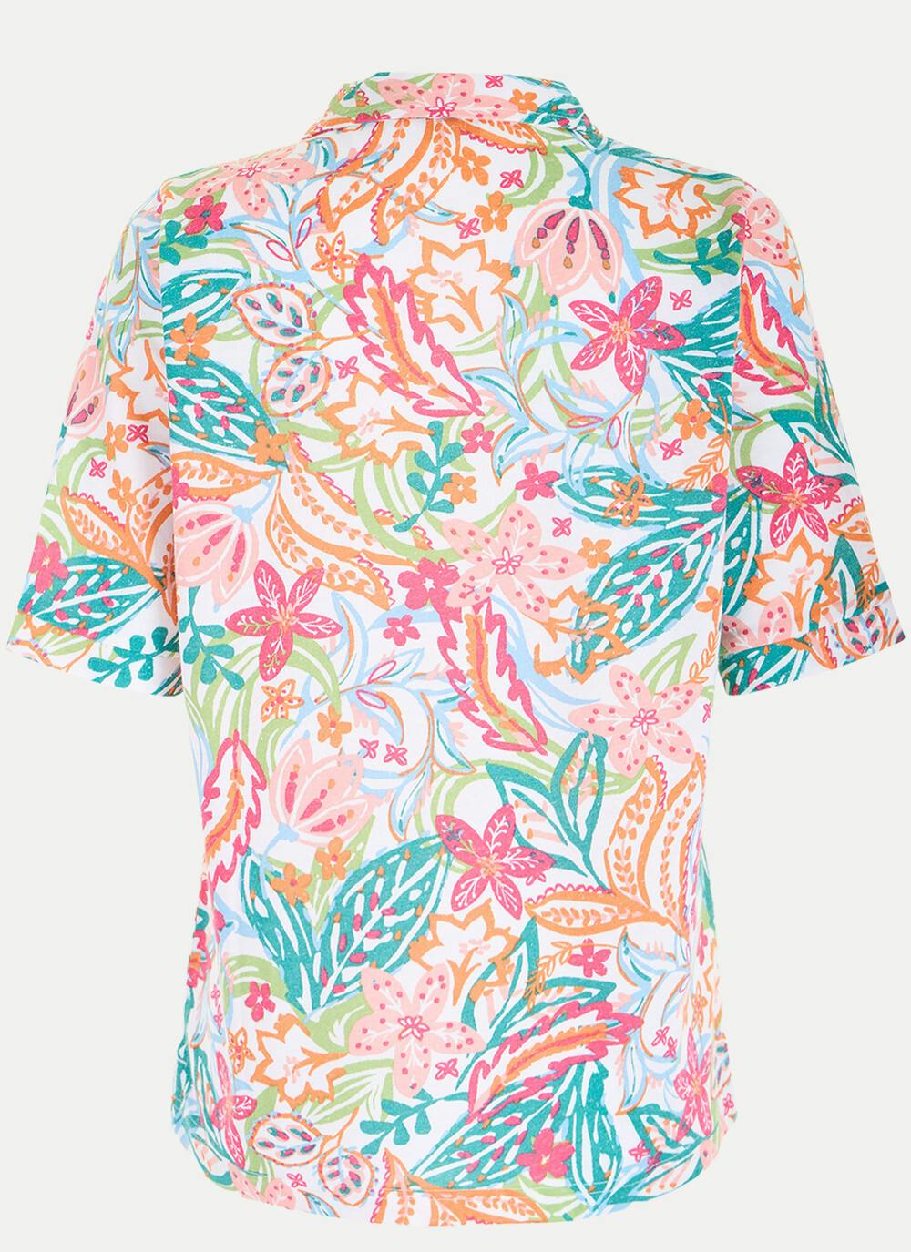Linen Blend Print Polo Shirt