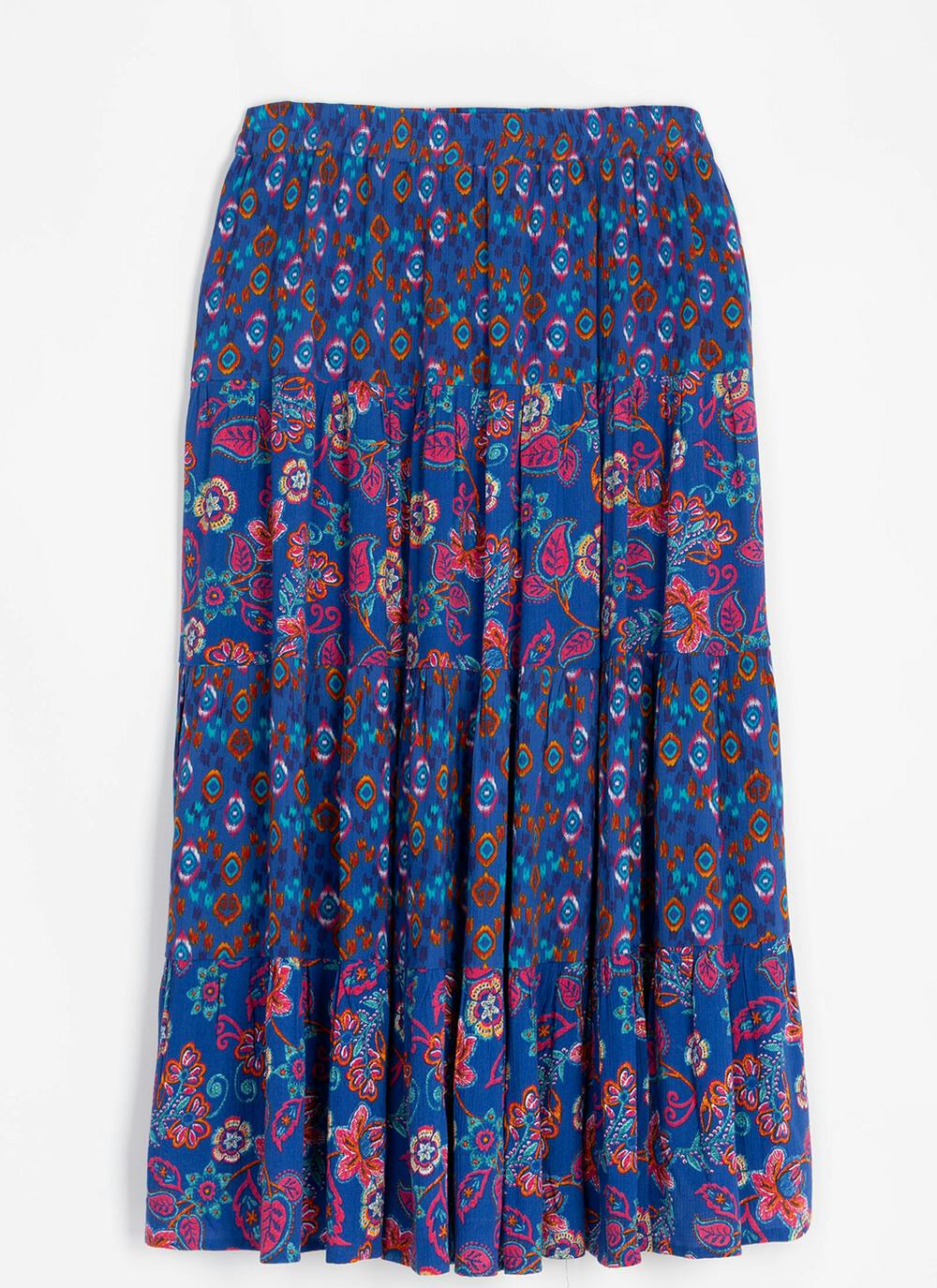 Multi Print Tiered Skirt