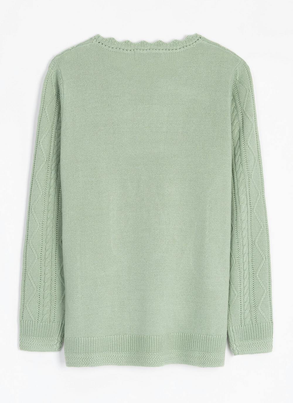Cable Knit Scallop Edge Crew Neck Jumper