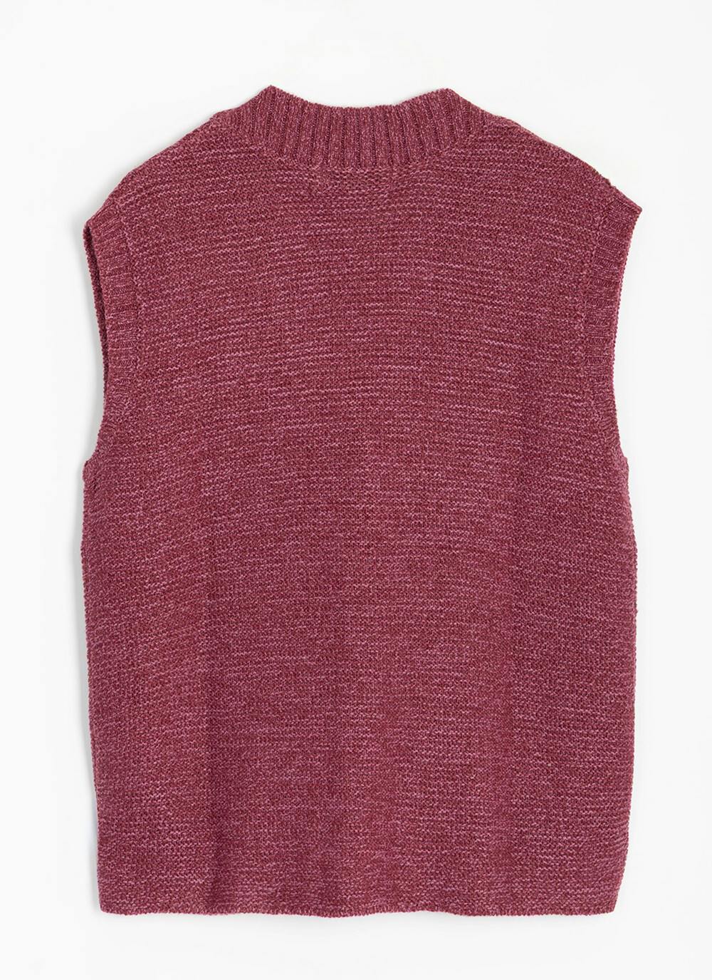 Single Cable Knit V- Neck Waistcoat