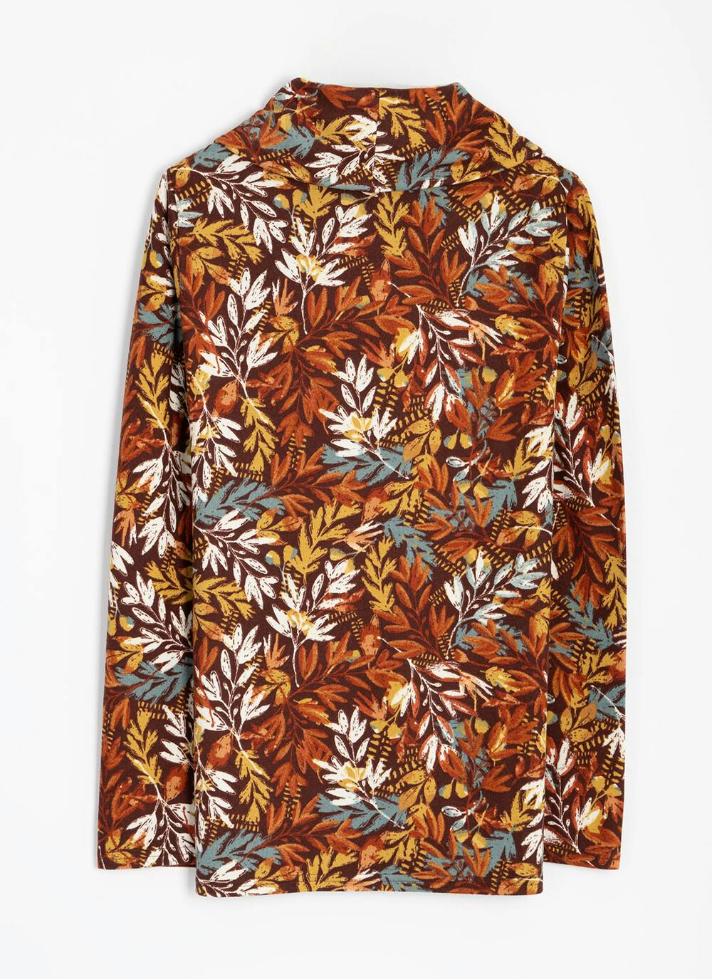 Warm Handle Cowl Neck Printed Top