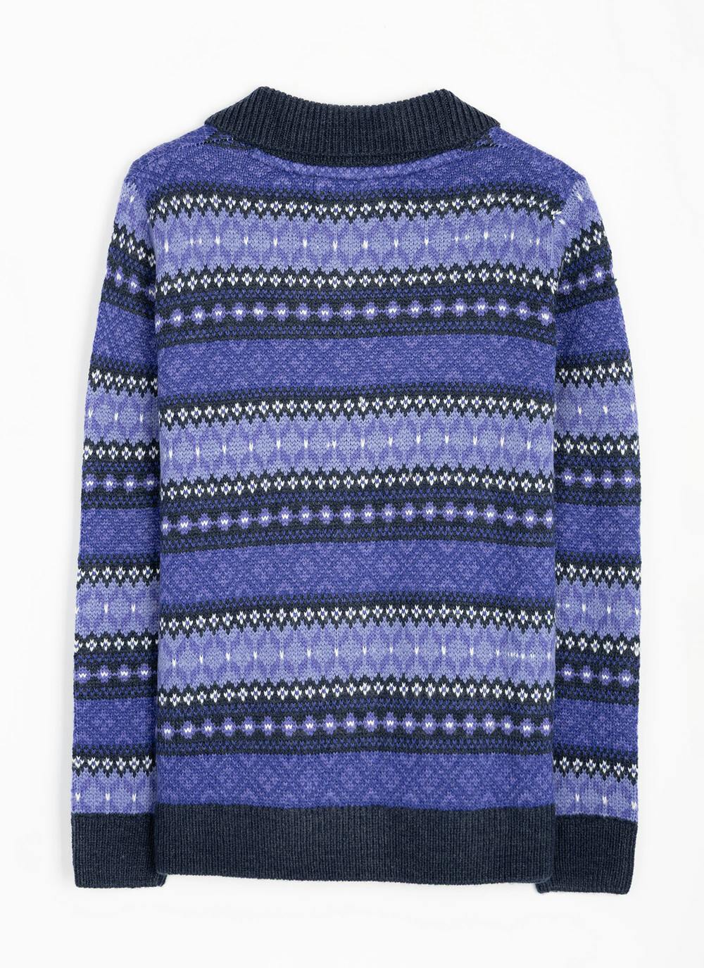 Fairisle Knit Collared Cardigan