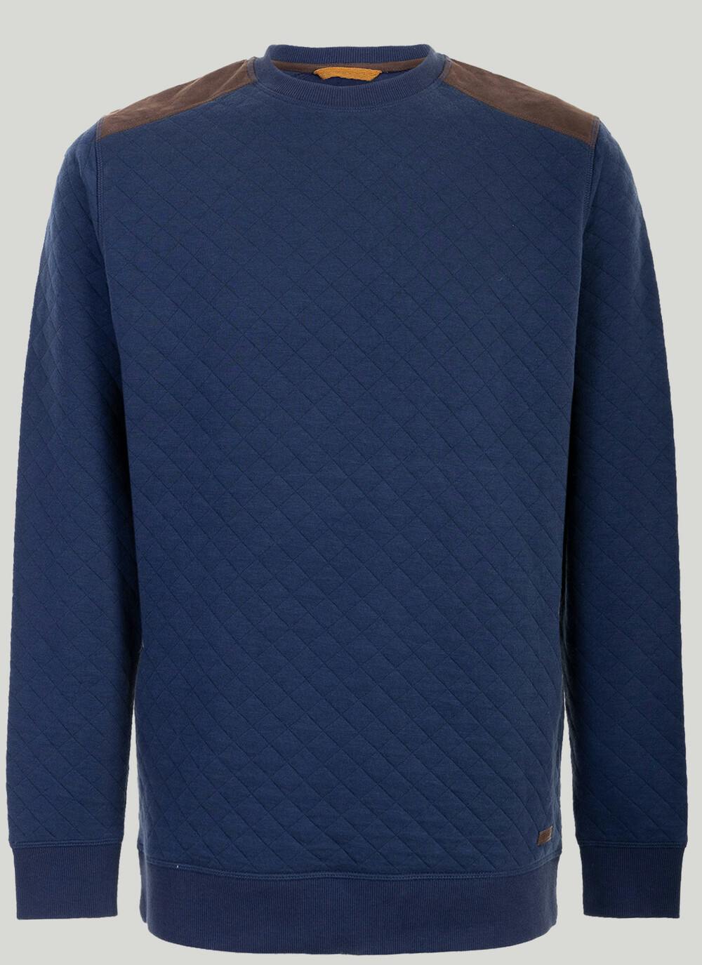  Crew Neck Suede Trim Sweatshirt