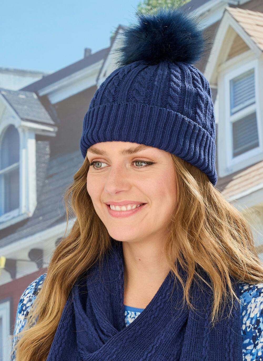  Navy Cable Knit Hat
