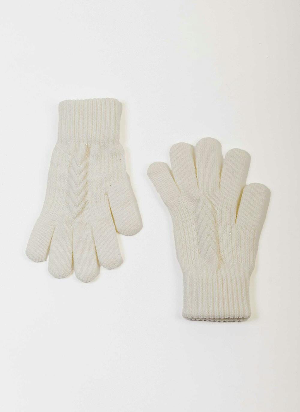  Cream Cable Knit Gloves