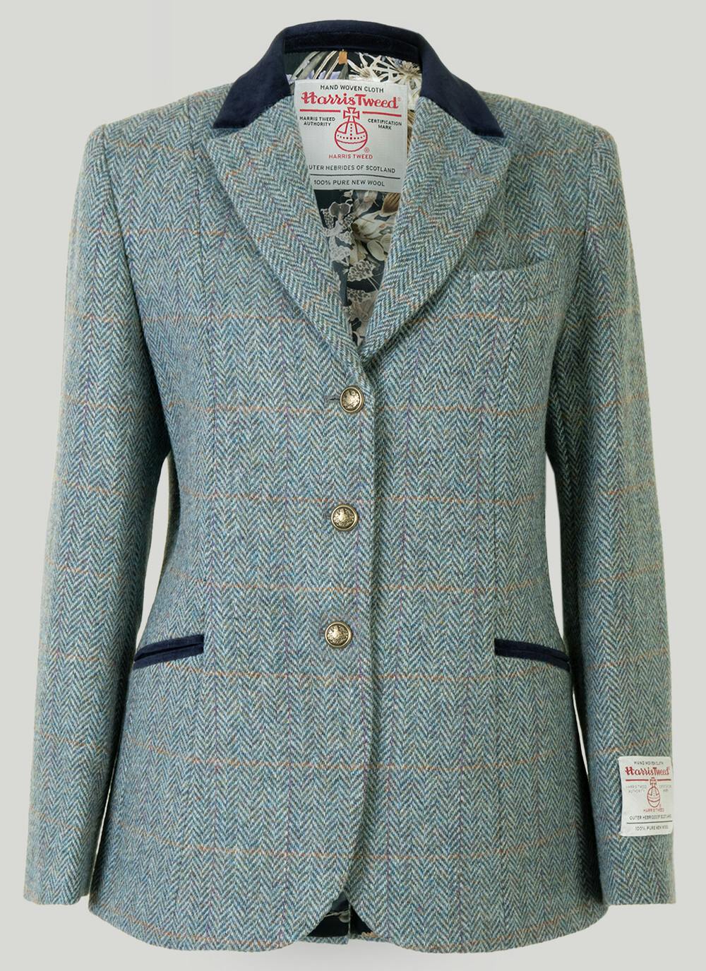  Iona Light Blue Overcheck HARRIS TWEED® Ladies' Jacket