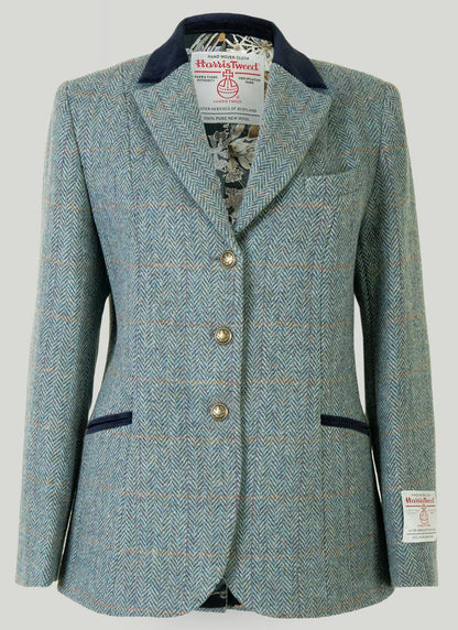  Iona Light Blue Overcheck HARRIS TWEED® Ladies' Jacket