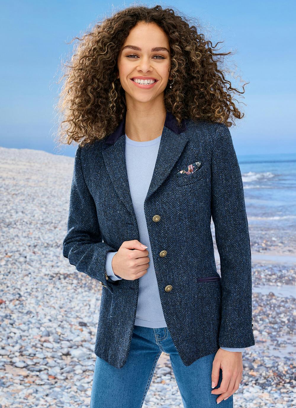  Benbecula Navy Herringbone HARRIS TWEED® Ladies' Jacket