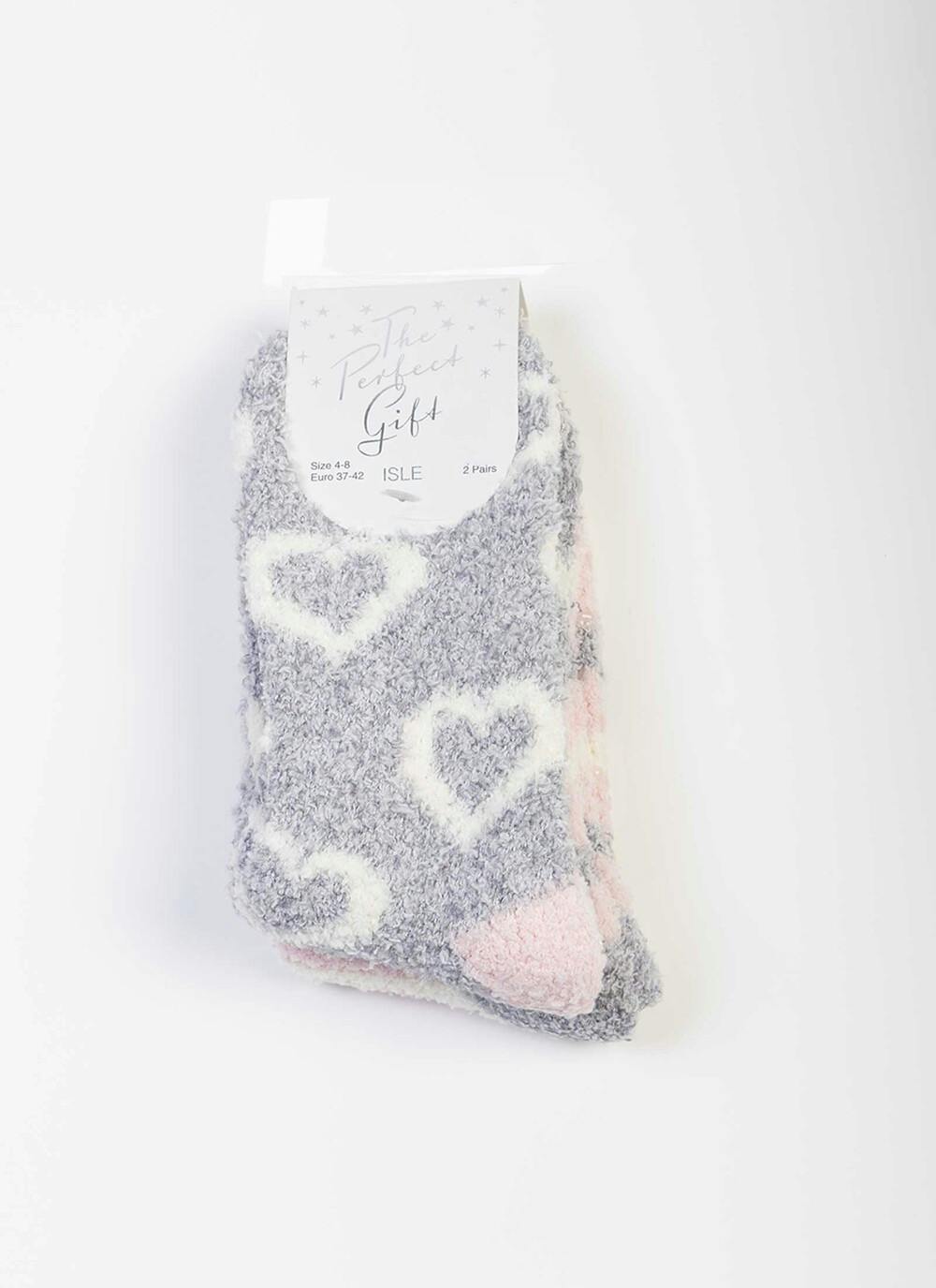  2 Pack Grey / Pink Snowsoft Socks