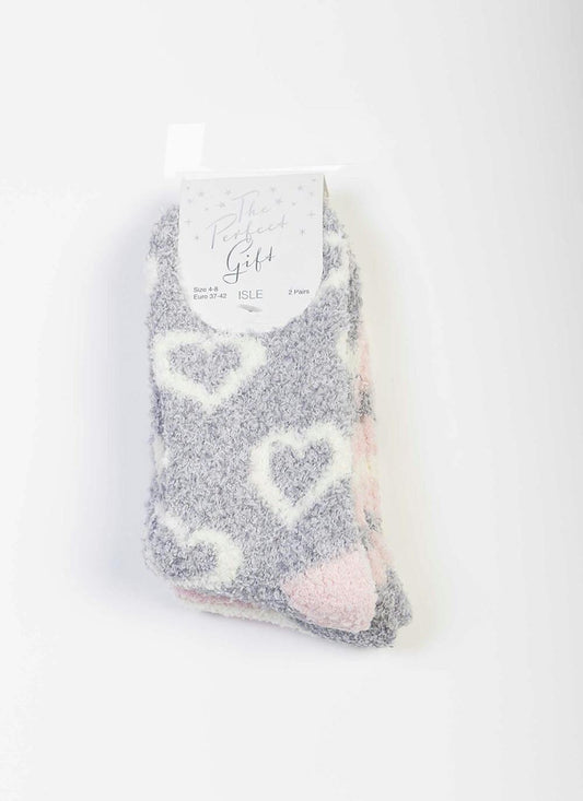  2 Pack Grey / Pink Snowsoft Socks