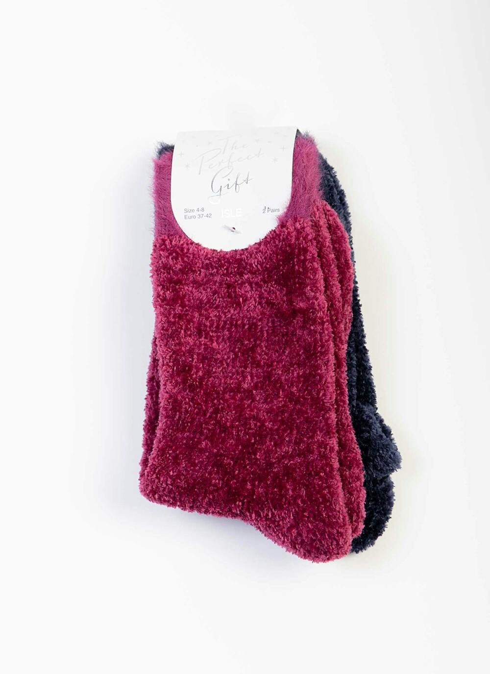  2 Pack Raspberry / Navy Velvet Socks