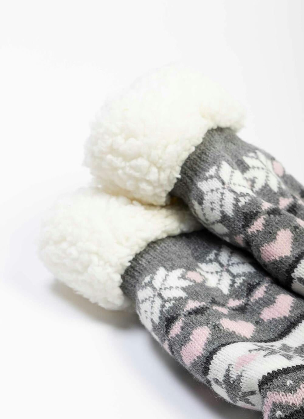  Grey Fairisle Slipper Socks