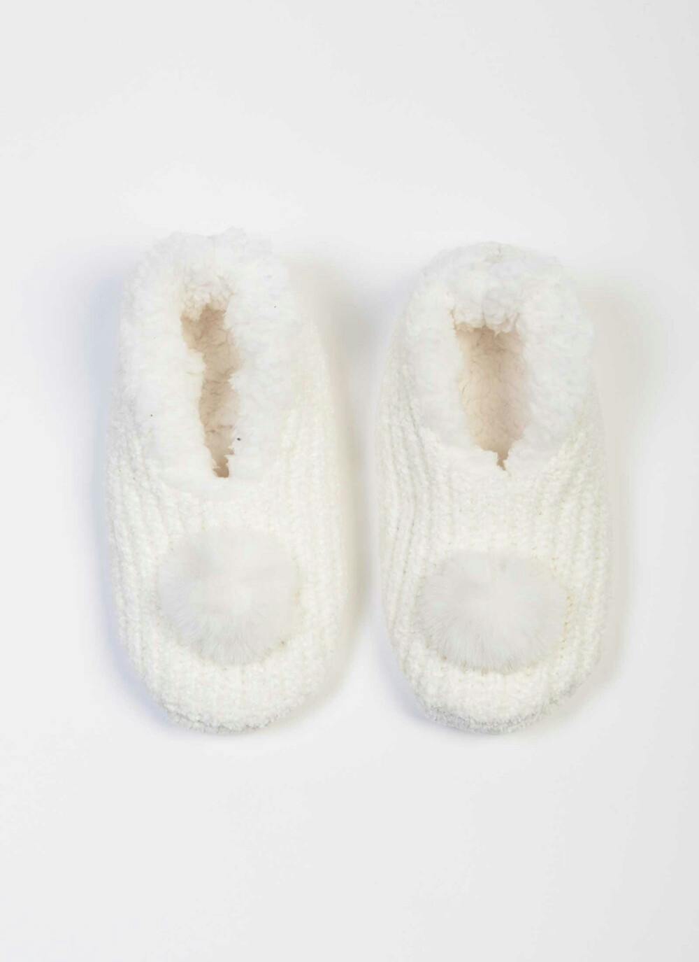  Cream Chenille Slipper Socks