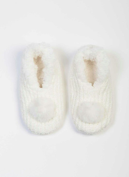  Cream Chenille Slipper Socks