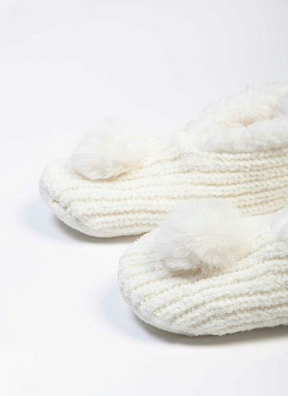  Cream Chenille Slipper Socks
