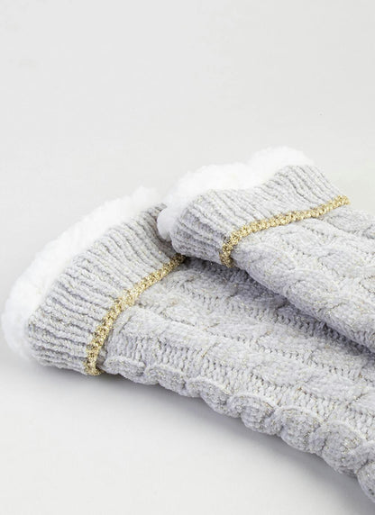  Grey Cable Chenille Slipper Socks