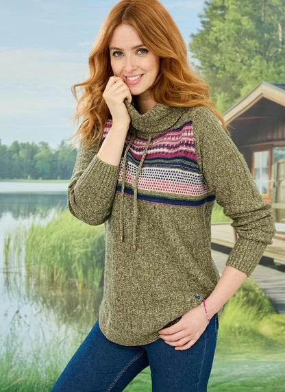  Cowl Neck Fairisle Jumper