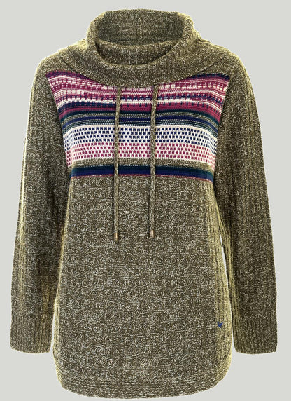  Cowl Neck Fairisle Jumper