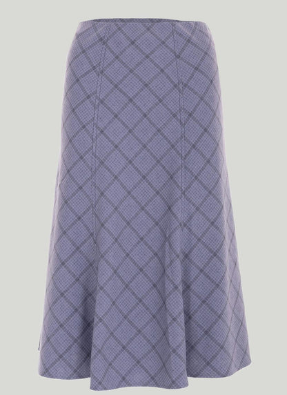  Printed Check Lined Skirt 27"