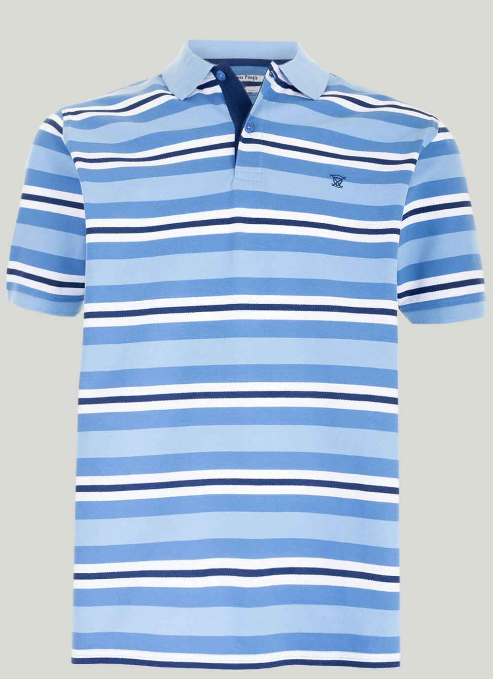  Cotton Pique Striped Polo Shirt