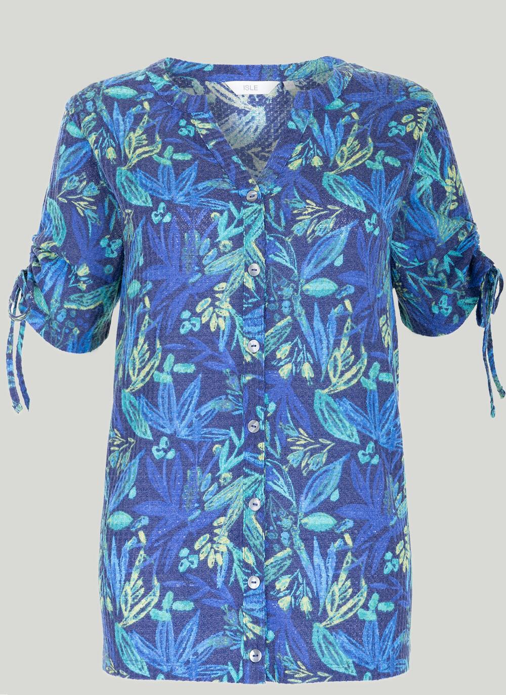  Textured Button Through T-Shirt