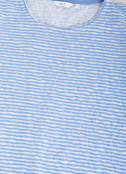  Cotton Blend Striped Textured T-Shirt