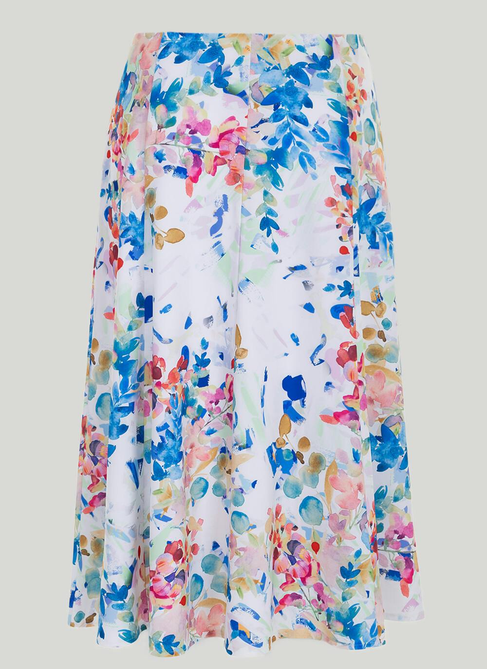  A Line Watercolour Floral Print Skirt