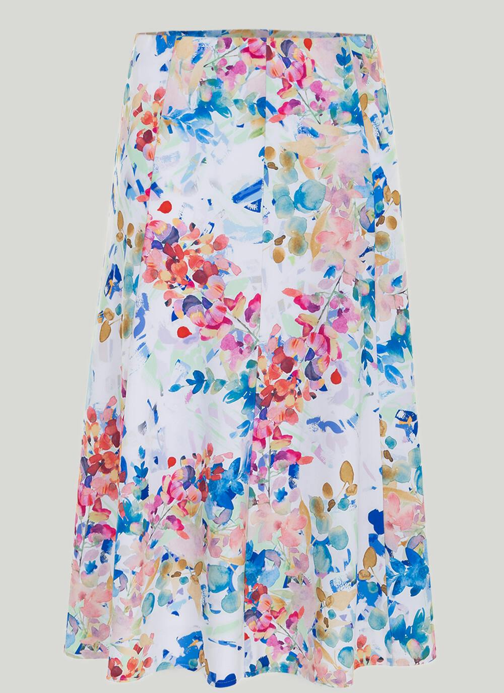  A Line Watercolour Floral Print Skirt