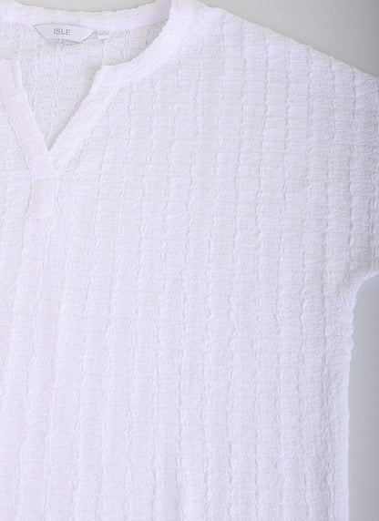  Textured Notch Neck Top