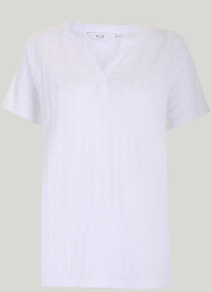  Textured Notch Neck Top