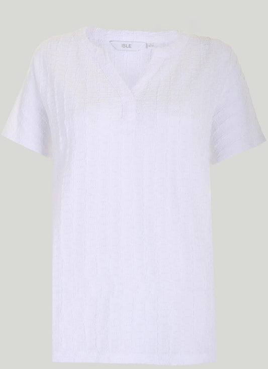  Textured Notch Neck Top