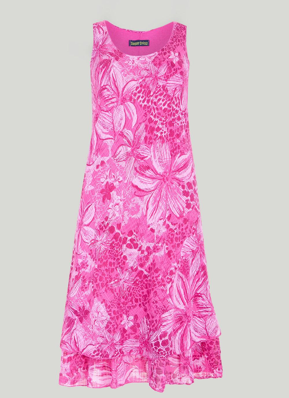  Cotton Blend Tiered Floral Print Dress