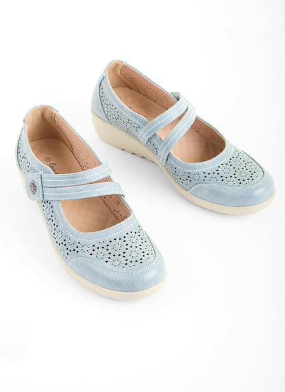  Light Blue Double Strap Mary Jane Shoes