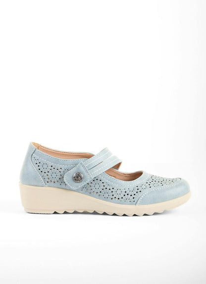 Light Blue Double Strap Mary Jane Shoes