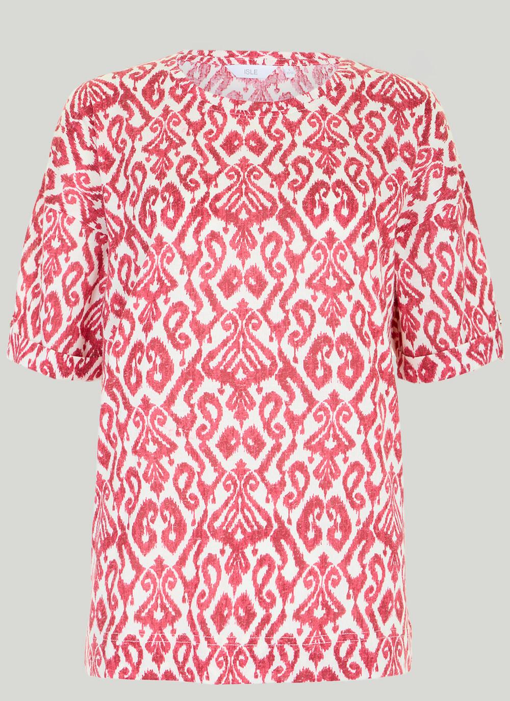  Linen Blend Print T-Shirt