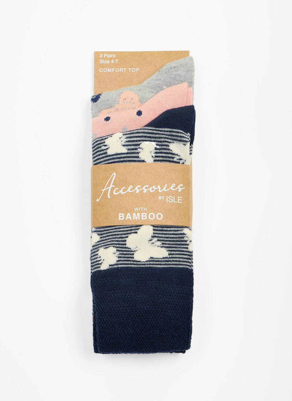  3 Pack Butterfly / Spot Bamboo Blend Socks