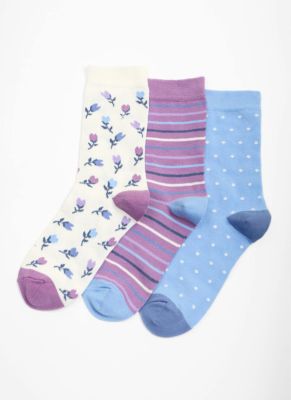  3 Pack Tulips / Stripe / Spot Socks