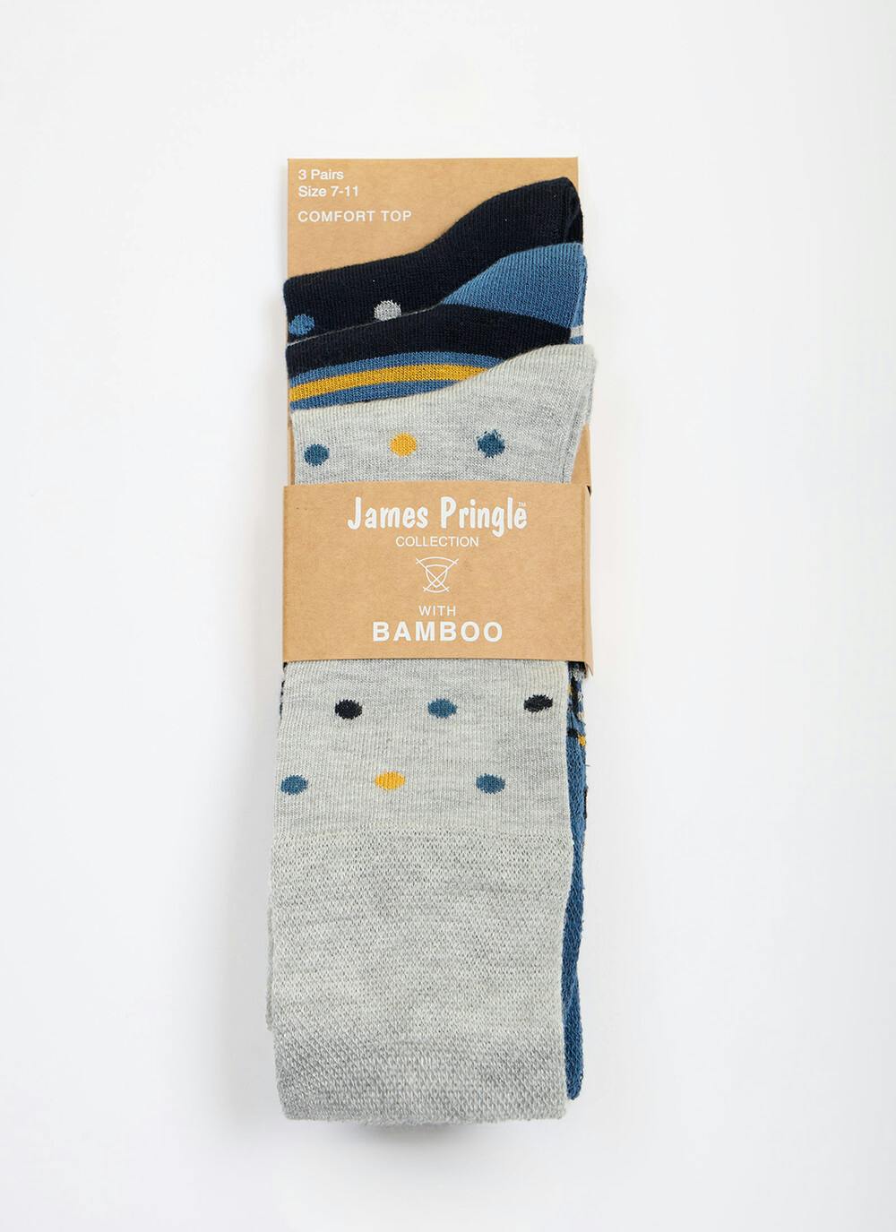  3 Pack Spot / Stripe Bamboo Blend Socks