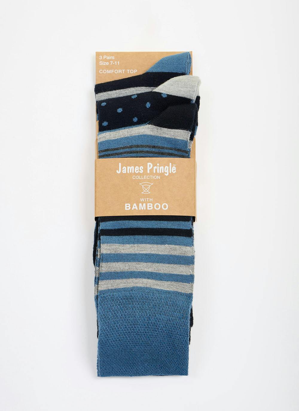  3 Pack Stripe / Spot Bamboo Blend Socks