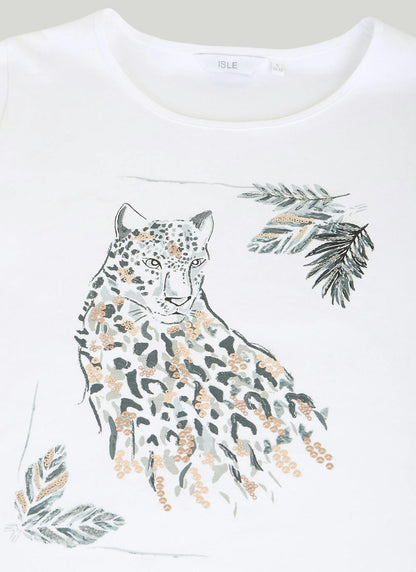  Pure Cotton Embellished Print T-Shirt