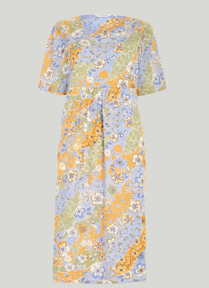  Cotton Blend Textured Midi Dress