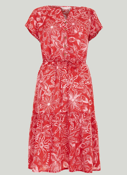 Tiered Short Sleeve Midi Dress