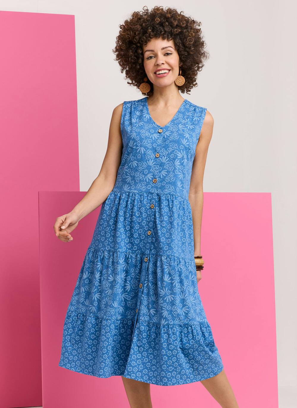  Pure Cotton Jersey Mixed Print Dress