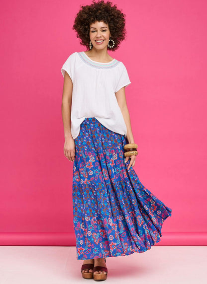  Multi Print Tiered Skirt