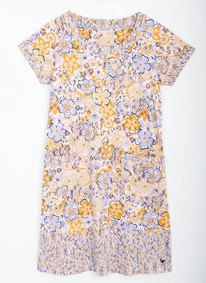  Pure Cotton Jersey Floral Print Dress