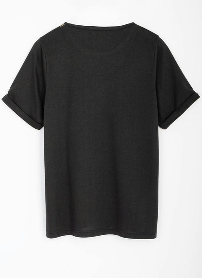  Linen Blend All Over Embellished Palm Tree T-Shirt